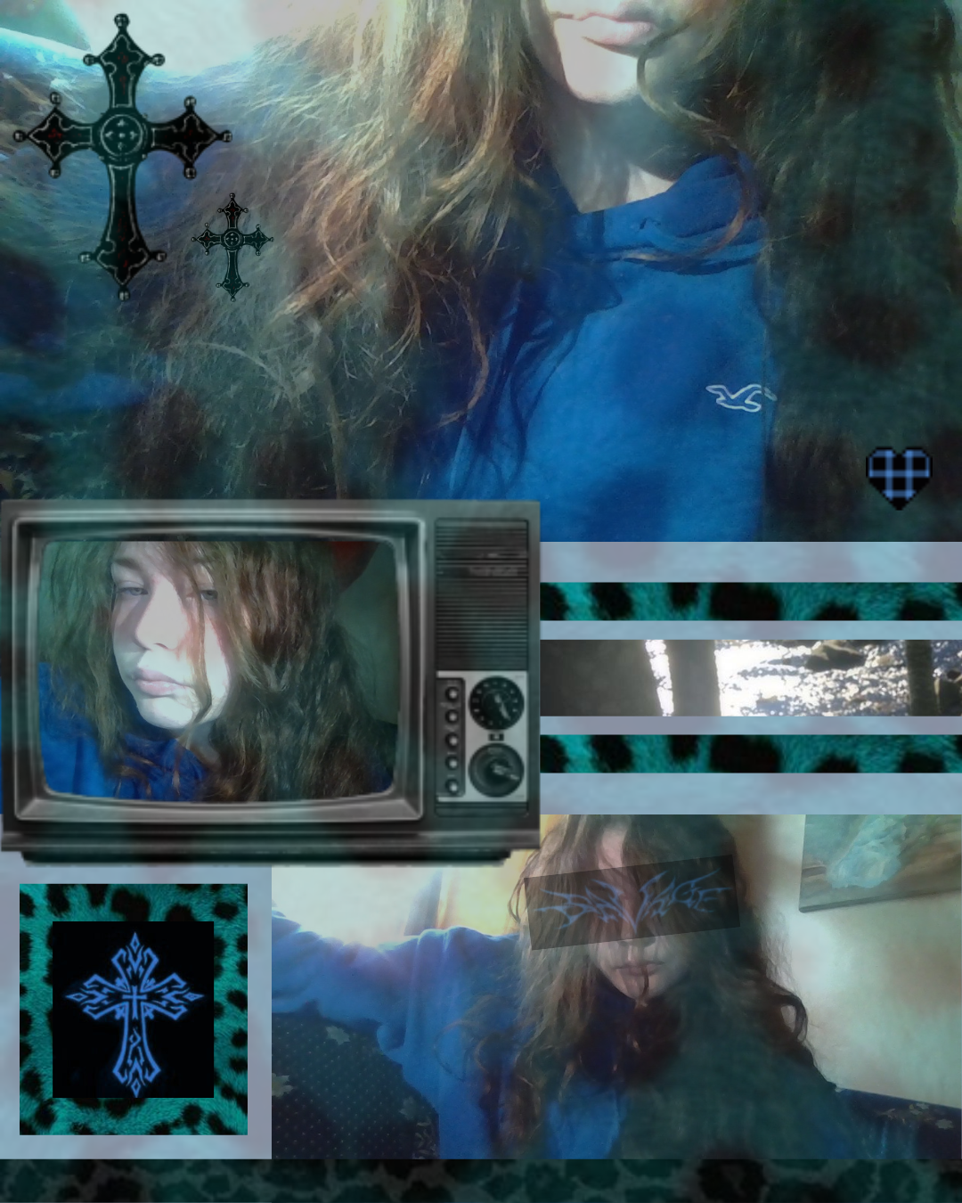 Description of blue cross leopard print image